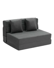 Folding Sofa Bed 3-in-1 Foldable Couch Bed with 2 Pillows Dark Grey Twin