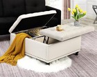 35.5" Large Square Storage Ottoman, Lift Top Ottoman Square Bench with Storage