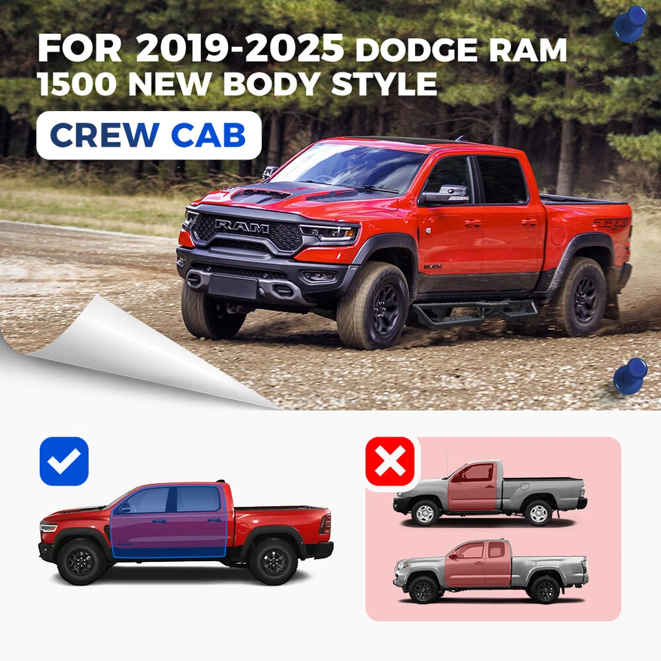 estriberas de 6" para Dodge Ram 1500 2019-2025 doble cabina peldaño lateral barras Nerf Foto 2 de 4