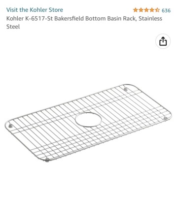 KOHLER Bottom Sink Bowl Rack Durable Stainless-Steel Rubber Feet Dishwasher  Safe