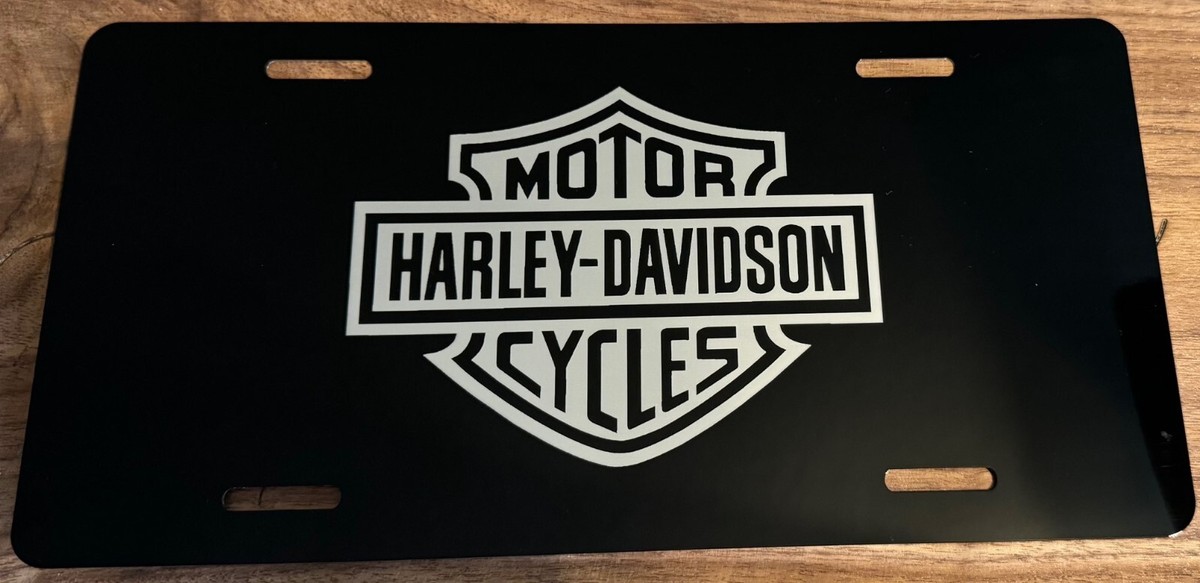 Black Engraved Harley Davidson Motorcycle License Plate | eBay