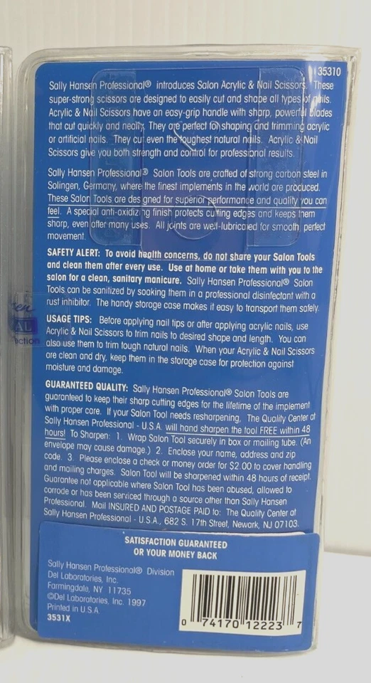(2) Tijeras de acrílico y uñas SALLY HANSEN PROFESSIONAL *HECHAS EN SOLINGEN ALEMANIA Foto 4 de 4