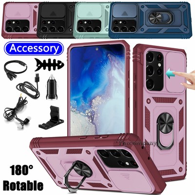 For Samsung Galaxy S21 Ultra 5G Case Camera Slide Stand Cover With  Accessories
