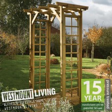 WOODEN SQUARE TOP ROSE ARCHWAY GARDEN GROW TRELLIS FRAME PRESSURE TREATED WOOD