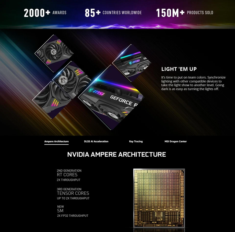 MSI Gaming GeForce RTX 3060 12GB 15 Gbps GDRR6 Boost Clock: 1837 MHz 192-Bit HDM - Image 4 of 4