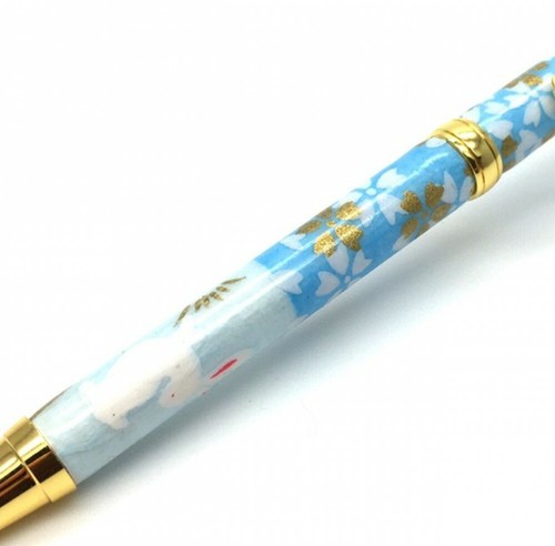 Gifu Mino Washi paper Japanese Ballpoint pen Rabbit Ichimatsu Blue Japan - Picture 2 of 8