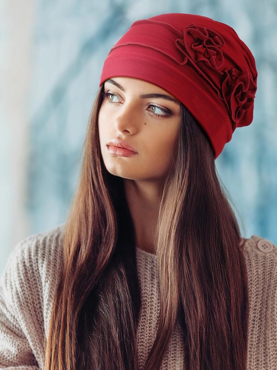 JenPen 6 Pieces Women Turban Flower Caps Chemo Headwear Cap