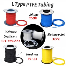 L Type PTFE Tube 0.15/0.2/0.3mm Thin Wall Tube Translucent/Black/Yellow/Blue/Red