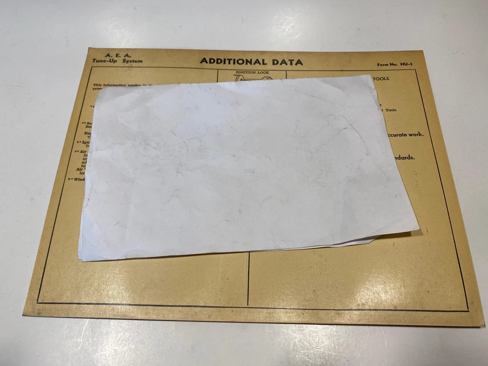 Tarjeta de sistema de afinación AEA 1931 Hudson Eight modelo T-119 U-126 Greater Eight Foto 2 de 2
