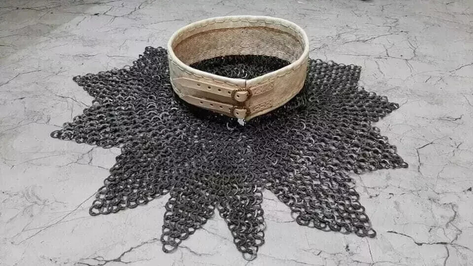 Medieval Knight Flat Riveted Collar 9mm Flat Ring Bishop Neckpiece  