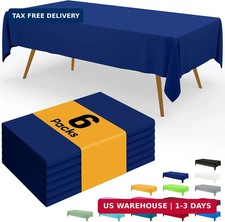 Disposable Table Cloth - 6 Pack, 54 x 108 Inch Waterproof Rectangle Tablec