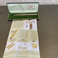 Vintage Cross Classic 10k Gold Filled Ball Point Pen with green Original Box