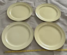 Vintage LU-Ray Pastels TS&T “1940” Set 4 Dinner Plates Yellow Ceramic Stoneware