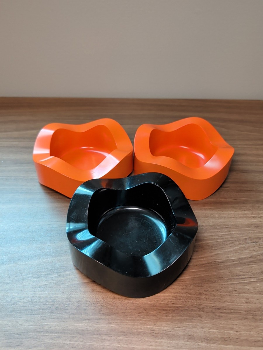 Vintage Helit 95 Snack Bowls Orange Black MCM West Germany Plastic