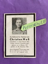 2. WK Death Card Sterbebild Uffz. Pionier Batl. Italien Costermano Westen 1944