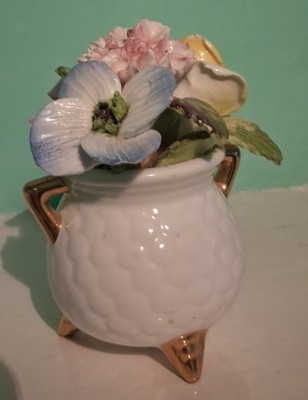 Vintage Coalport Fine Bone China Miniatur Blume Posy Topf Ornament Made England