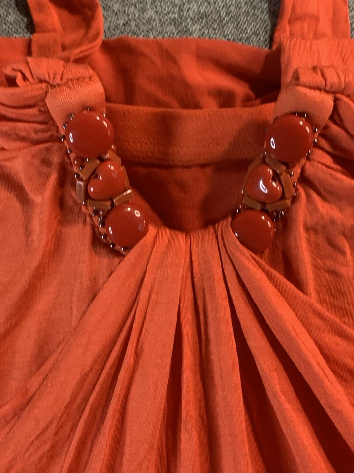 Moda International Tankini Top Mujer XL Naranja Cuentas Halter Cuello Traje de Baño Playa Foto 3 de 4