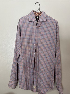 Tailorbyrd LG Bk Or Br Multi Color Long Sleeve Gingham Button Down Shirt