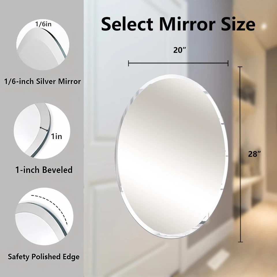 20"x28" Oval Bathroom Mirror for Over Sink, Beveled and Polished, Frameless W... - Image 2 of 4
