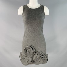 RED VALENTINO Size S Grey Wool Blend Sleeveless Rosette Appliques Dress