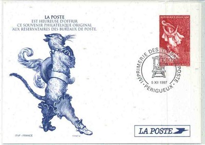 Francia  1997  Carta recuerdo del cuento de Perrault  El gato con botas   Yvert