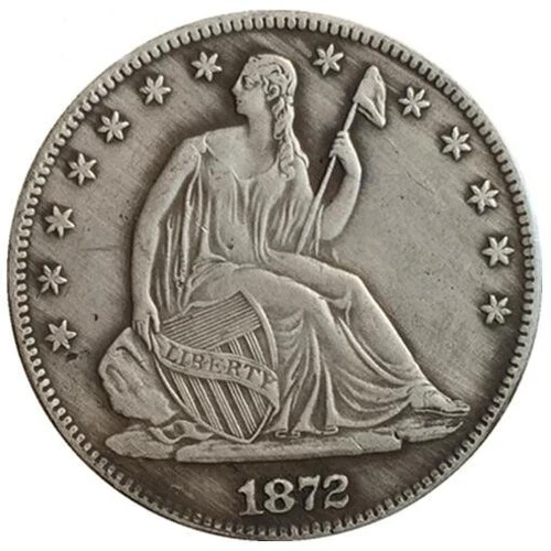 1872-CC Seated Liberty Silver Half Dollar 50C High Grade