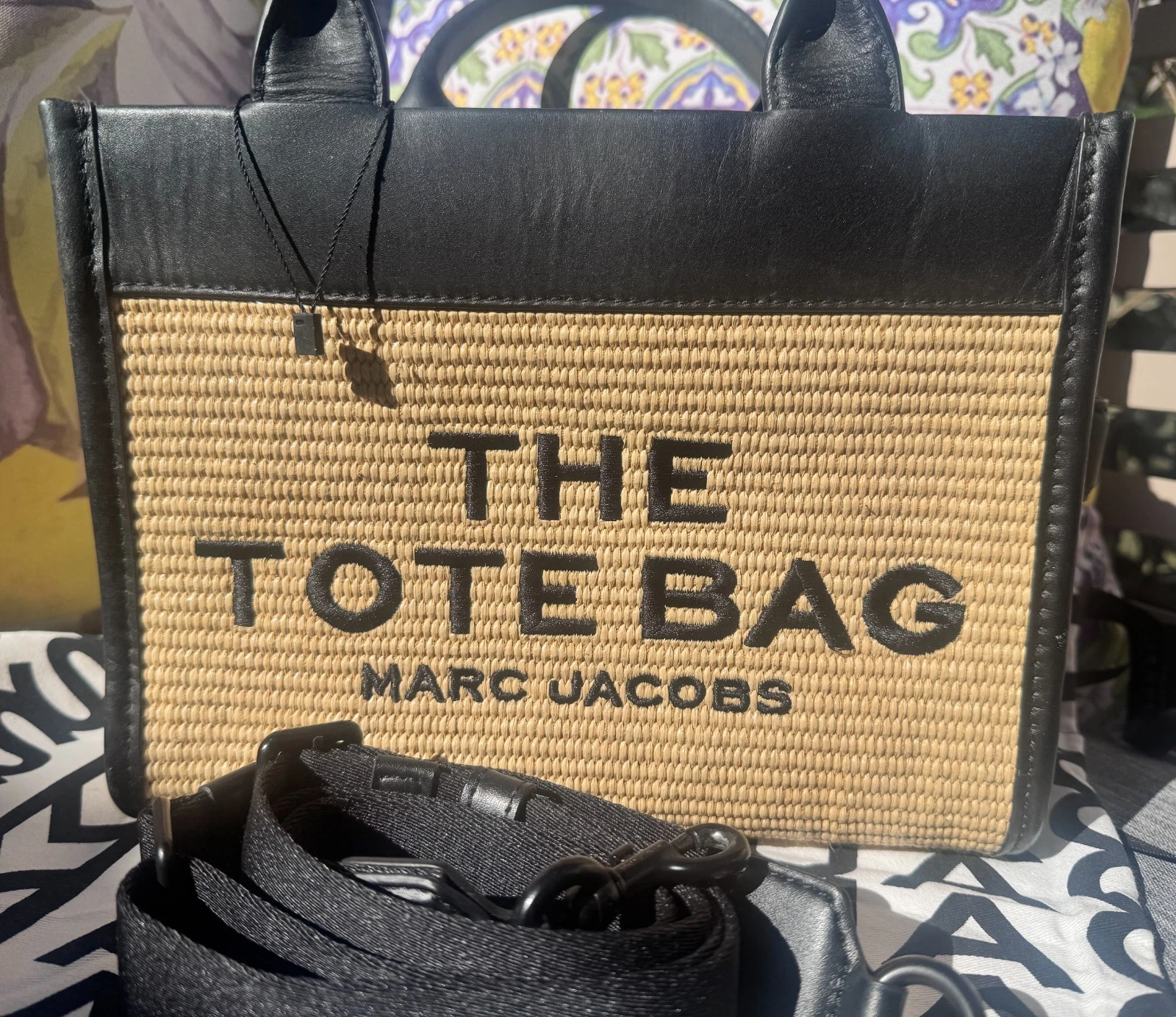 Authentic Marc Jacobs The Small Tote Summer Straw Raffia Effect Bag EUC