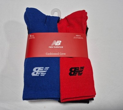 New Balance Mens Active Cushion Training socks support SZ 8-12  6 Pr Multi Color
