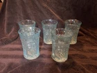 7 Vintage Imperial Carnival Glass Blue Tiger Lily Water Tumbler - Rare Color