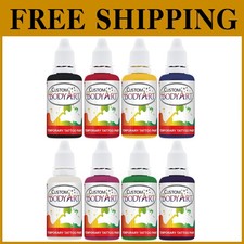 Airbrush Temporary Tattoo Ink Kit - 8 Vibrant Colors