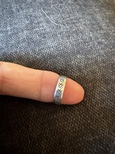 Small Etched Sterling 925 Adjustable Ring