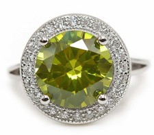 4CT Peridot  Topaz 925 Solid Sterling Silver Ring Jewelry Sz 7