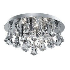 4 Lights Chrome Finish Flush Ceiling Fitting Light with Diamond Shaped Crystals