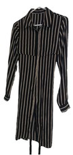 Forever21 Contemporary Shirtdress Striped Tie Waist Black/Tan Size S