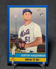 Justin Hagenman Blue Border Rookie 2025 Topps Heritage High Number Card 596 Mets. rookie card picture