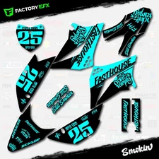 Black & Cyan Smokin Racing Graphics kit fits Kawasaki KLX110 10-25 KLX 110