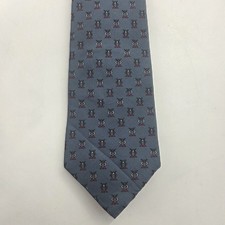 Vintage Christian Dior 100% Silk Luxury Neck Tie Usa Made Pengiun Geometric Blue