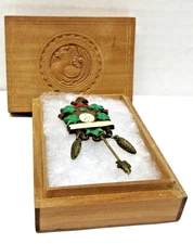 Black Forest Bavarian Style Cuckoo Clock Miniature in Carved Quail Wood Box