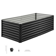 Uimoso Carré Potager Surélevé en Métal Galvanisé 180x90x60 cm Gris Foncé