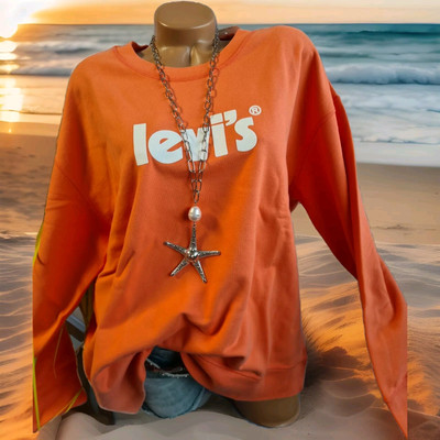 Levis Pullover Pulli Sweatshirt Damen Oberteil Orange XL bis 4XL (8 123)