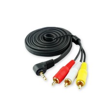 3.5mm Male to 3 RCA Female AV Adapter Cable, 90  Angled, 4 Pole, 5ft