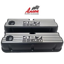 Ford 427 Cs Shelby Logo Tall Windsor Valve Covers - Wide Fin - Black - Ansen Usa Ford 427 Cs Shelby Logo Tall Windsor Valve Covers - Wide Fin - Black - Ansen Usa