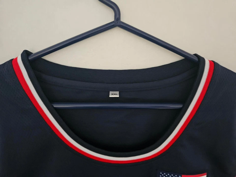 CAMISETA DE BALONCESTO MAGIC JOHNSON PERSONALIZADA MALLA EE. UU. ROJA BLANCA Y AZUL PARA HOMBRE TALLA XXL Foto 3 de 4