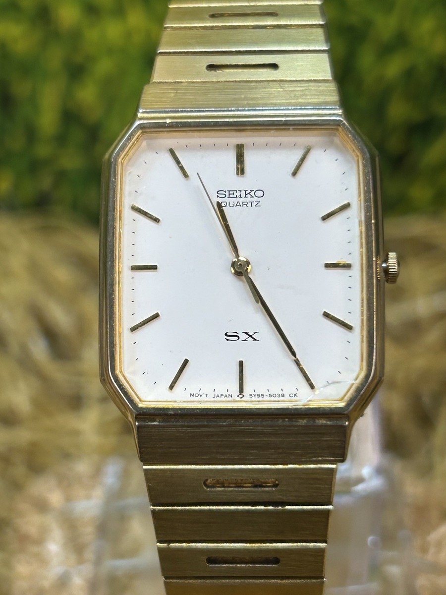 SEIKO ゴールド 置時計 クォーツ Vintage Men's Gold Tone Seiko SX Tank Style Quartz Watch. Runs