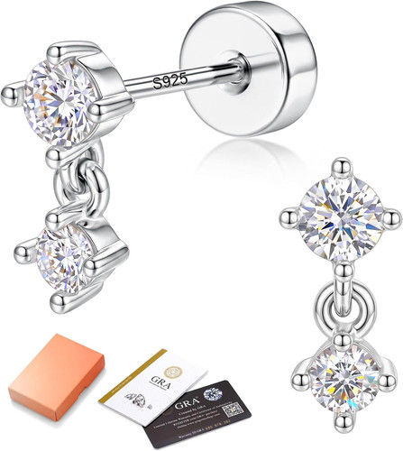 Small Moissanite Flat Back Stud Earrings for Women Hypoallergenic | 925 Sterling