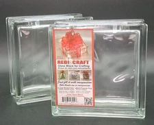 2 Redi2Craft Clear Glass Square Craft  Block 7½" x 3" Deep Decor Ice Brick *Read