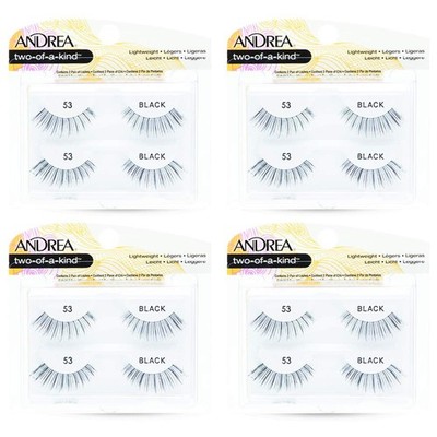 Andrea Two of a Kind False Lashes 53 Black 4 Pack Natural Look Reusable Falsies