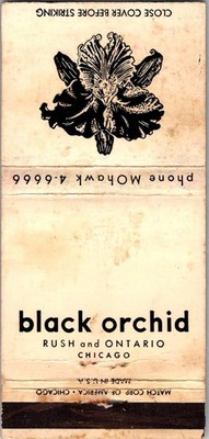 Black Orchid Rush & Ontario Chicago Vintage Matchbook Cover TMM19-2