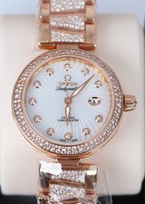 $90,000 NEW Omega 18K Rose Gold De Ville Ladymatic Pave Diamond MOP Dial Watch 4