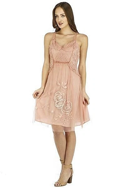 Nataya Vintage Dress "Alana" Soft Pink L Wedding Floral Embroidered NWT #AL216 - Image 3 of 4